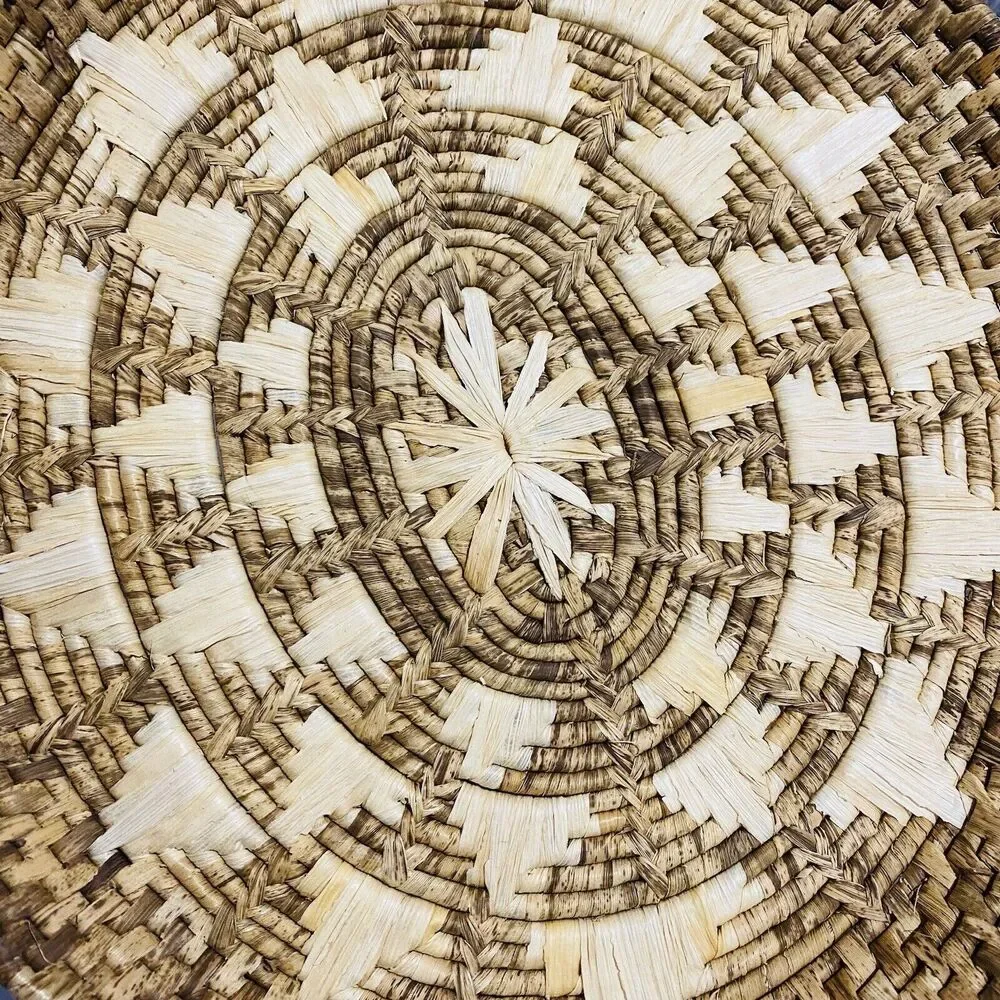 Woven Straw Flat Basket Oval Tray Boho Organic Wall Hang Decor Collage Natural